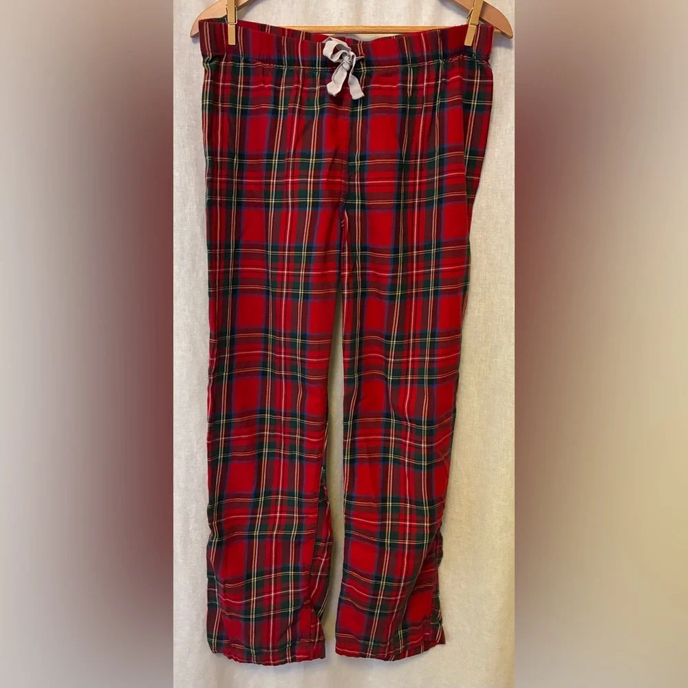 Lands' End Red Plaid Pajama Pants 100% Cotton